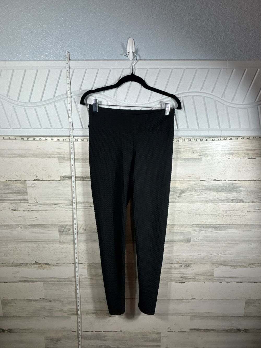 Black Textured Honeycomb Anti-Cellulite High Waist Leggings